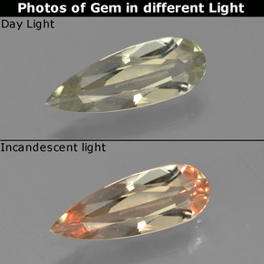 hellgelb Farbwechselnder Diaspor Edelstein - 0.9ct Birnen Schliff (ID: 454364)