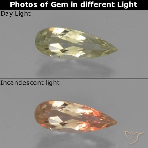 0.72ct Natural Very Light Yellow Color-Change Diaspore, Pear Shape, VS