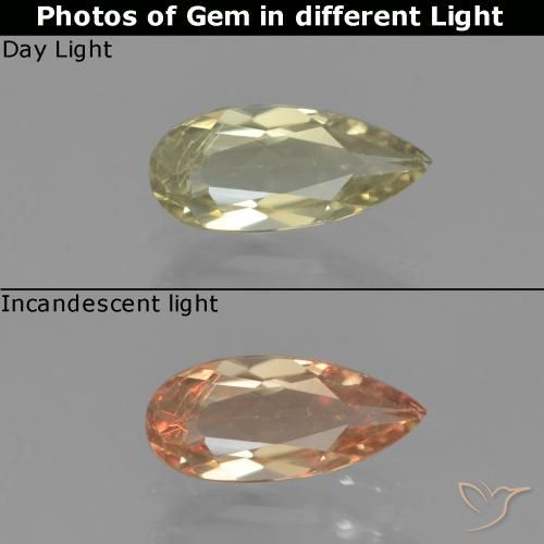 0.80ct Natural Very Pale Yellow Color-Change Diaspore, Pear Shape, VS