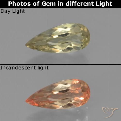 0.65ct Natural Light Yellow Color-Change Diaspore, Pear Shape, VVS