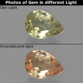 0.75 ct Multicolor Color-Change Diaspore Gemstone, Color-Change Diaspore Gem in Pear Facet Shape for Sale.
