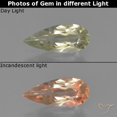 0.79ct Natural Light Yellow Color-Change Diaspore, Pear Shape, VS