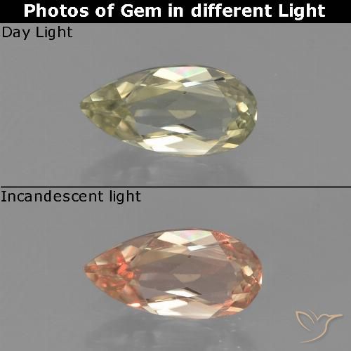 0.71ct Natural Light Yellow Color-Change Diaspore, Pear Shape, VVS