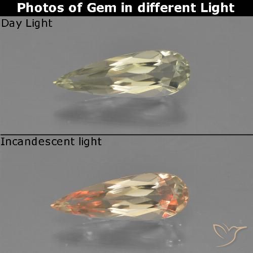 0.97ct Natural Very Pale Yellow Color-Change Diaspore, Pear Shape, VVS-VS