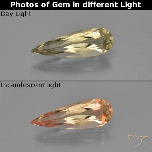 1.03ct Natural Earthy Yellow Color-Change Diaspore, Pear Shape, VVS-VS