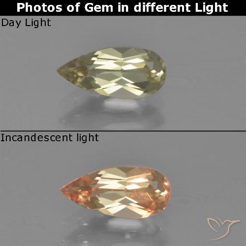 0.86ct Natural Very Light Yellow Color-Change Diaspore, Pear Shape, VVS-VS