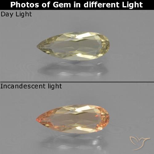 0.84ct Natural Yellow Beige Color-Change Diaspore, Pear Shape, VVS-VS