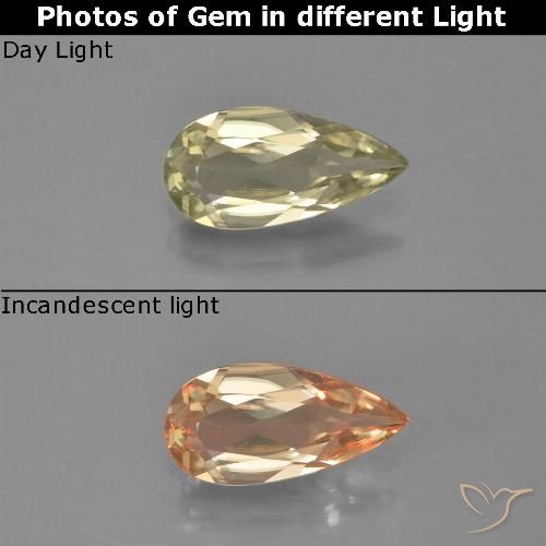 0.85ct Natural Light Yellow Color-Change Diaspore, Pear Shape, VVS-VS