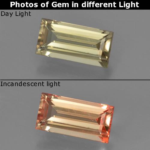 Amarillo cálido Diásporo con Cambio de Color Gema - 0.9ct Faceta en Estilo Baguette (ID: 454434)