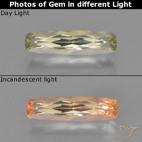 1.35ct Natural Pale Yellow Color-Change Diaspore, Cushion, VVS-VS