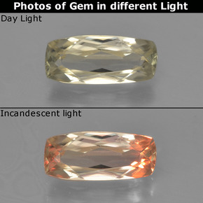 Very Light Yellow Farbwechselnder Diaspor Edelstein - 1.5ct Kissenschliff (ID: 454458)
