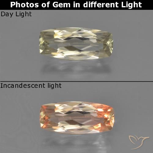 1.27ct Natural Very Light Golden-Yellow Color-Change Diaspore, Cushion, VVS