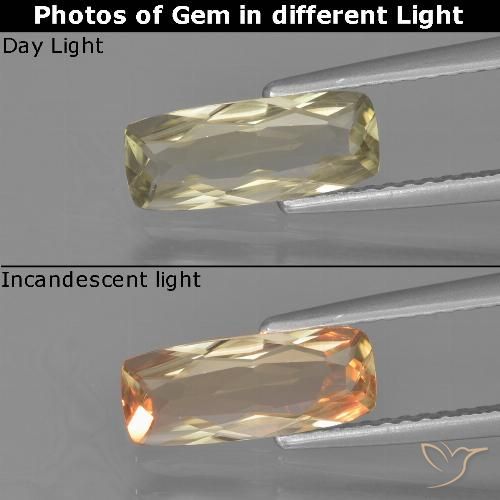 1.14ct Natural Very Pale Yellow Color-Change Diaspore, Cushion, VVS