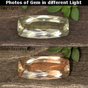 1.35 ct Yellow Color-Change Diaspore Gemstone, Color-Change Diaspore Gem in Cushion-Cut Shape for Sale.