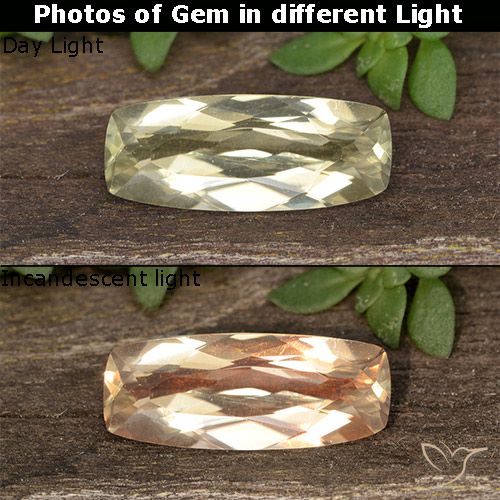 1.18ct Natural Light Yellow Color-Change Diaspore, Cushion, VVS