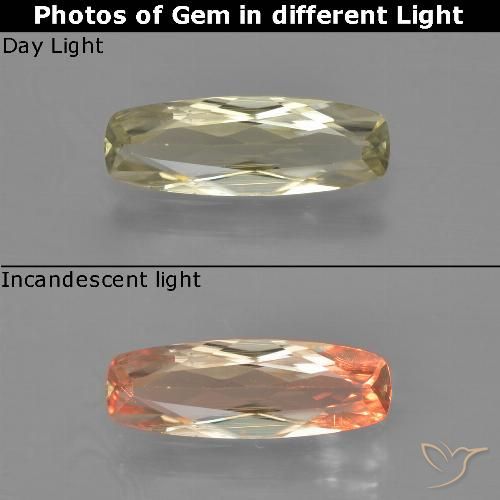 1.10ct Natural Pale Yellow Color-Change Diaspore, Cushion, VS