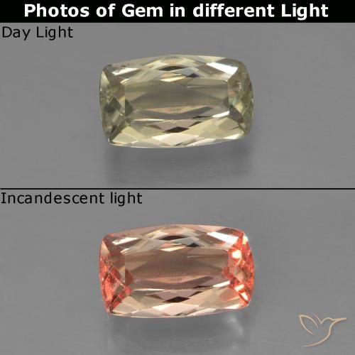 0.95ct Natural Brownish Yellow Color-Change Diaspore, Cushion, VVS-VS
