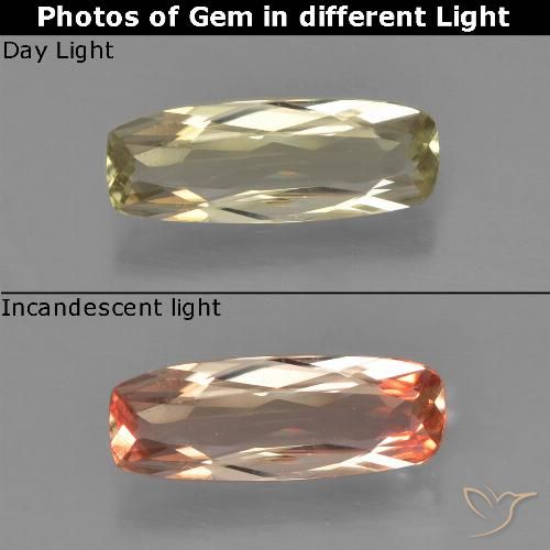 0.90ct Natural Warm Yellow Color-Change Diaspore, Cushion, VS