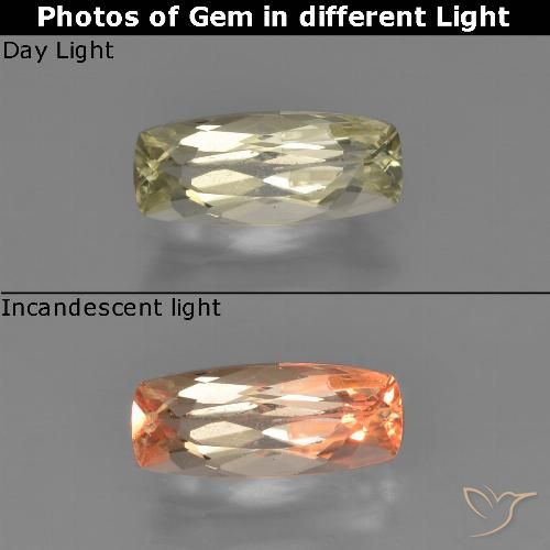 0.93ct Natural Very Pale Yellow Color-Change Diaspore, Cushion, VS