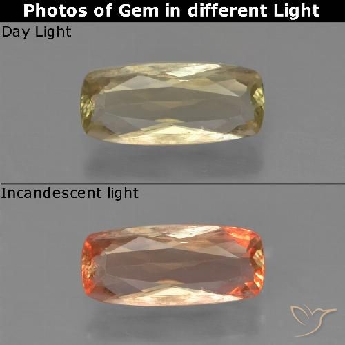 0.95ct Natural Warm Yellow Color-Change Diaspore, Cushion, VS