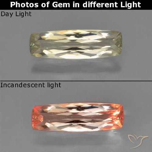 0.87ct Natural Very Light Yellow Color-Change Diaspore, Cushion, VS