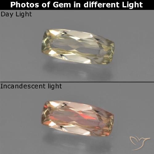 0.64ct Natural Very Light Golden-Yellow Color-Change Diaspore, Cushion, VVS