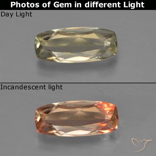 0.81ct Natural Very Light Yellow Color-Change Diaspore, Cushion, VVS