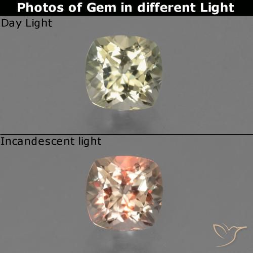 0.80ct Natural Very Light Golden-Yellow Color-Change Diaspore, Cushion, VVS-VS