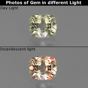 0.77 ct Multicolor Color-Change Diaspore Gemstone, Color-Change Diaspore Gem in Cushion-Cut Shape for Sale.