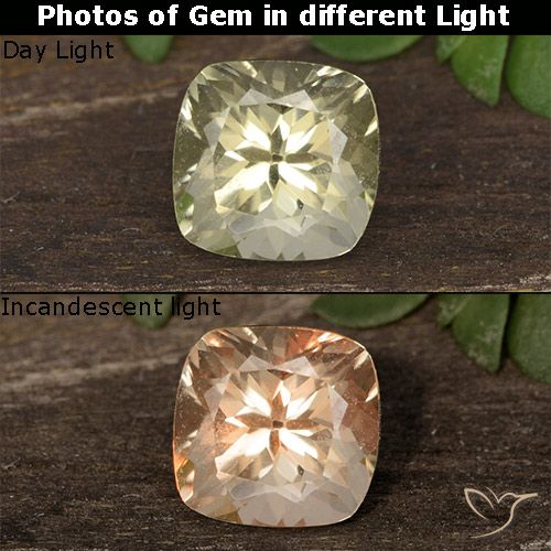 0.81ct Natural Very Light Yellow Color-Change Diaspore, Cushion, VVS-VS