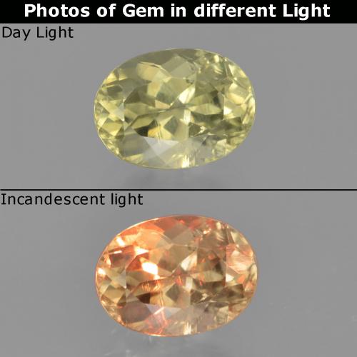 Light Yellow Color-Change Diaspore Gem - 1.2ct Oval Facet (ID: 454548)