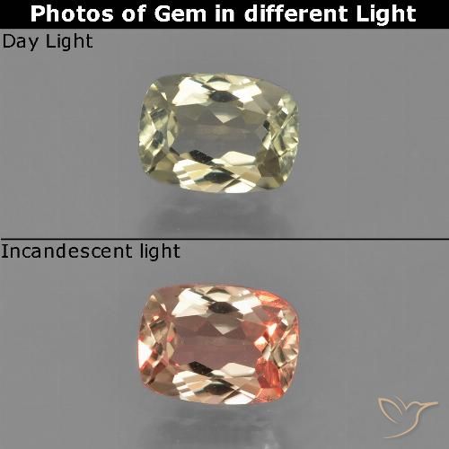 0.86ct Natural Very Light Yellow Color-Change Diaspore, Cushion, VS