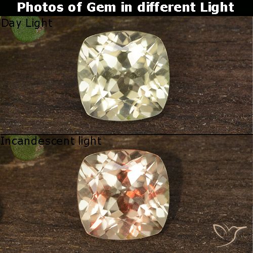 0.74ct Natural Pale Yellow Color-Change Diaspore, Cushion, VVS-VS