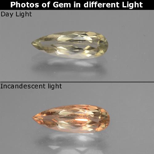 Light Yellow Color-Change Diaspore Gem - 1.4ct Pear Facet (ID: 454588)