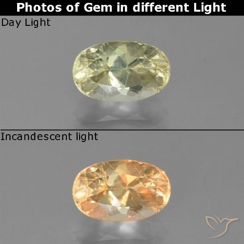 Amarillo pálido Diásporo con Cambio de Color Gema - 1.4ct Forma ovalada (ID: 454596)