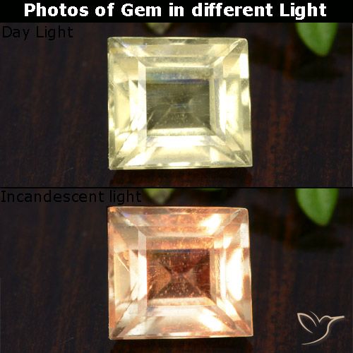 1.01ct Natural Very Light Yellow Color-Change Diaspore, Square, VS