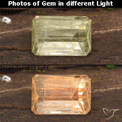 1.59ct Natural Very Light Yellow Color-Change Diaspore, Emerald Cut, VS-SI
