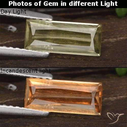 1.05ct Natural Very Light Yellow Color-Change Diaspore, Baguette, VS