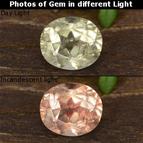 Gelbes Beige Farbwechselnder Diaspor Edelstein - 0.8ct Oval facettiert (ID: 478375)