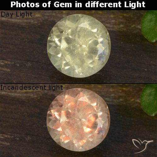 0.64ct Natural Light Yellow Color-Change Diaspore, Round, VVS-VS