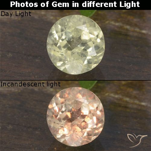 0.65ct Natural Light Yellow Color-Change Diaspore, Round, VS