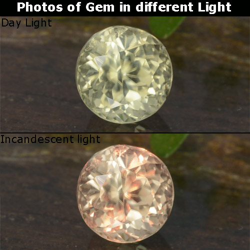 Light Yellow Color-Change Diaspore Gem - 0.7ct Round Facet (ID: 478427)