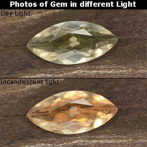 Pale Yellow Color-Change Diaspore Gem - 0.7ct Marquise Facet (ID: 478521)
