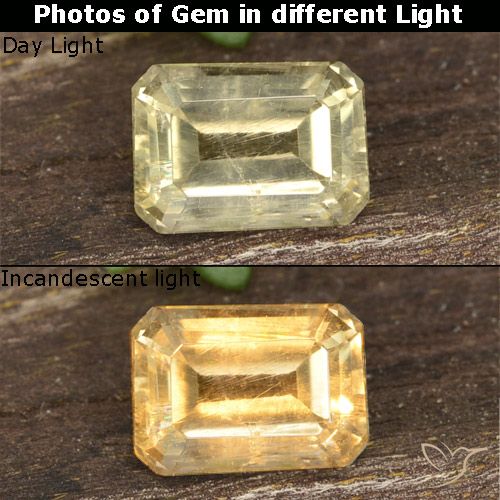 0.73ct Natural Very Light Yellow Color-Change Diaspore, Emerald Cut, VVS-VS