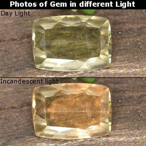 0.73ct Natural Light Yellow Color-Change Diaspore, Cushion, VS