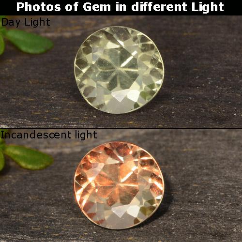 Light Yellow Color-Change Diaspore Gem - 0.5ct Round Facet (ID: 478531)
