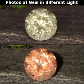 Very Light Yellow Диаспор, Меняющий Цвет Камень - 0.6ct Круглая Фасетная Огранка (ID: 478534)