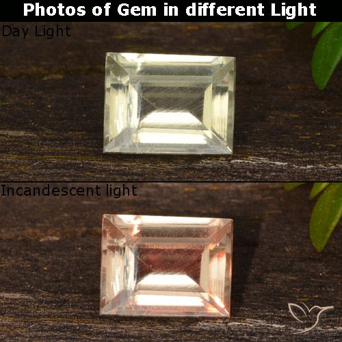 0.51ct Natural Yellow Beige Color-Change Diaspore, Baguette, VS