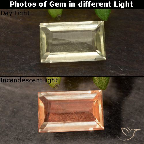 0.64ct Natural Yellow Beige Color-Change Diaspore, Baguette, VS