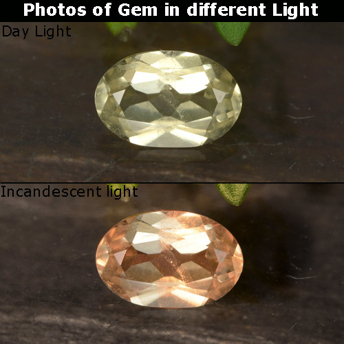 Yellow Beige Диаспор, Меняющий Цвет Камень - 0.5ct Фасетный Овал (ID: 478541)